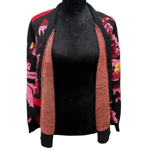 FARM Rio Black Tropical Magic V Neck Oversized Cardigan Size XS. - Picture 2 of 11